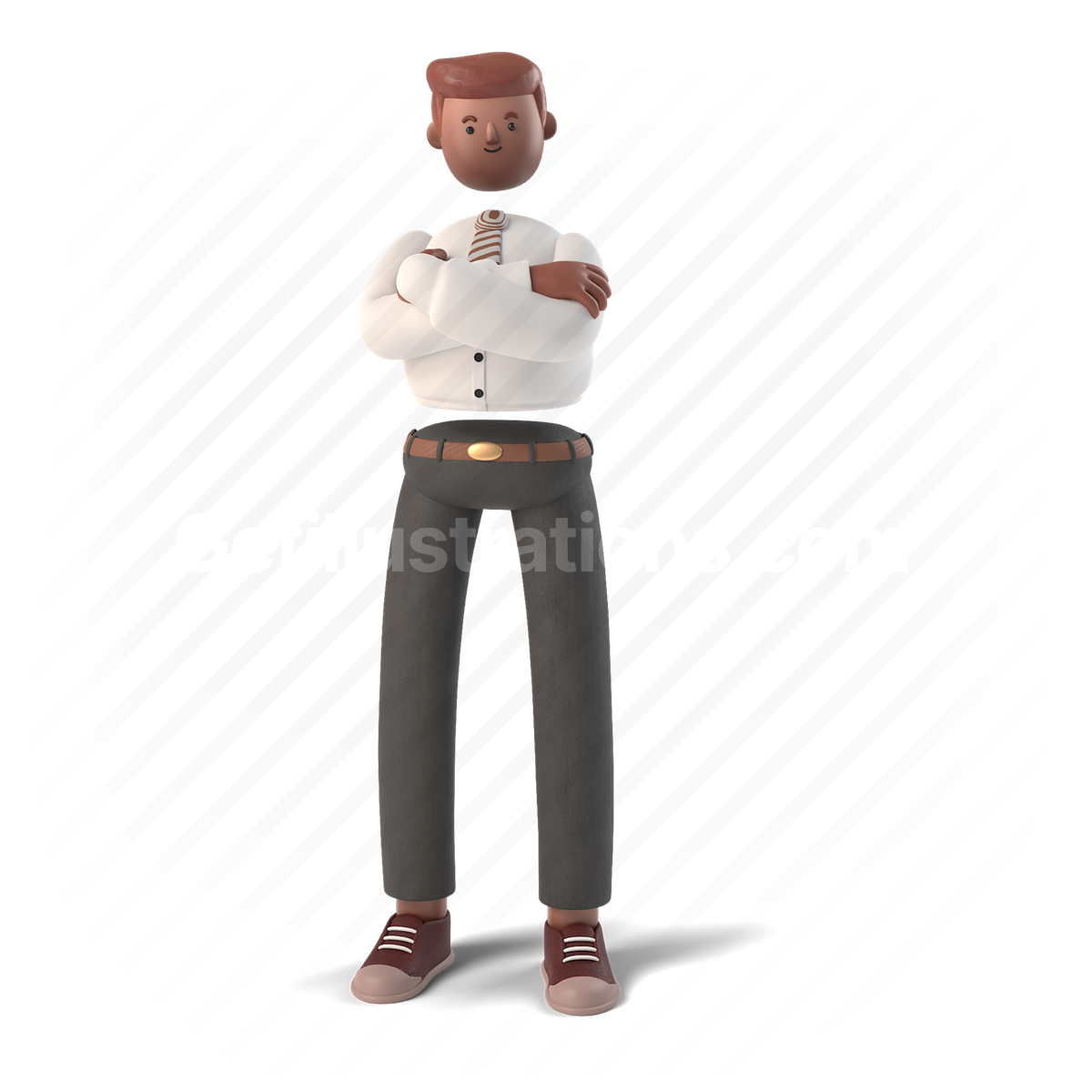 man, uniform, african american, 3d, people, character, stand, arms crossed